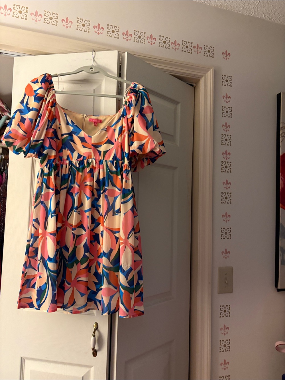 Flying Tomato Multicolor Floral Puff-Sleeve Tunic - Pink, Blue, Orange